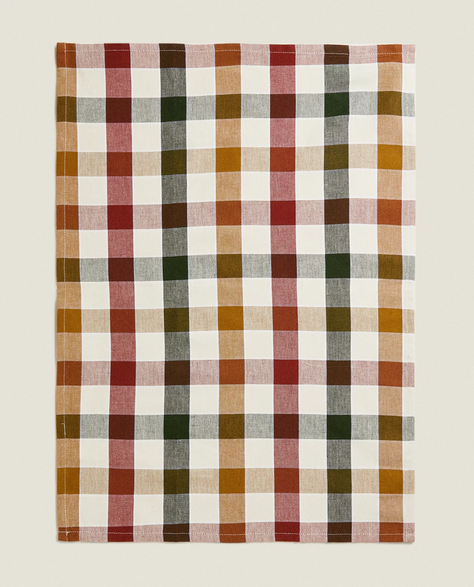 ZARA Home Colored Check Kitchen Towels (Pack Of 2) Green Discount