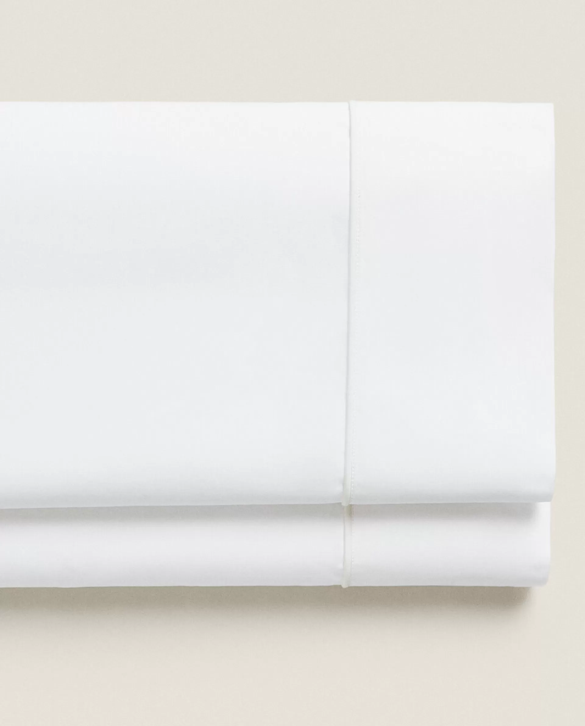 ZARA Home Flat Sheet With Colored Piping Detail Cream Discount