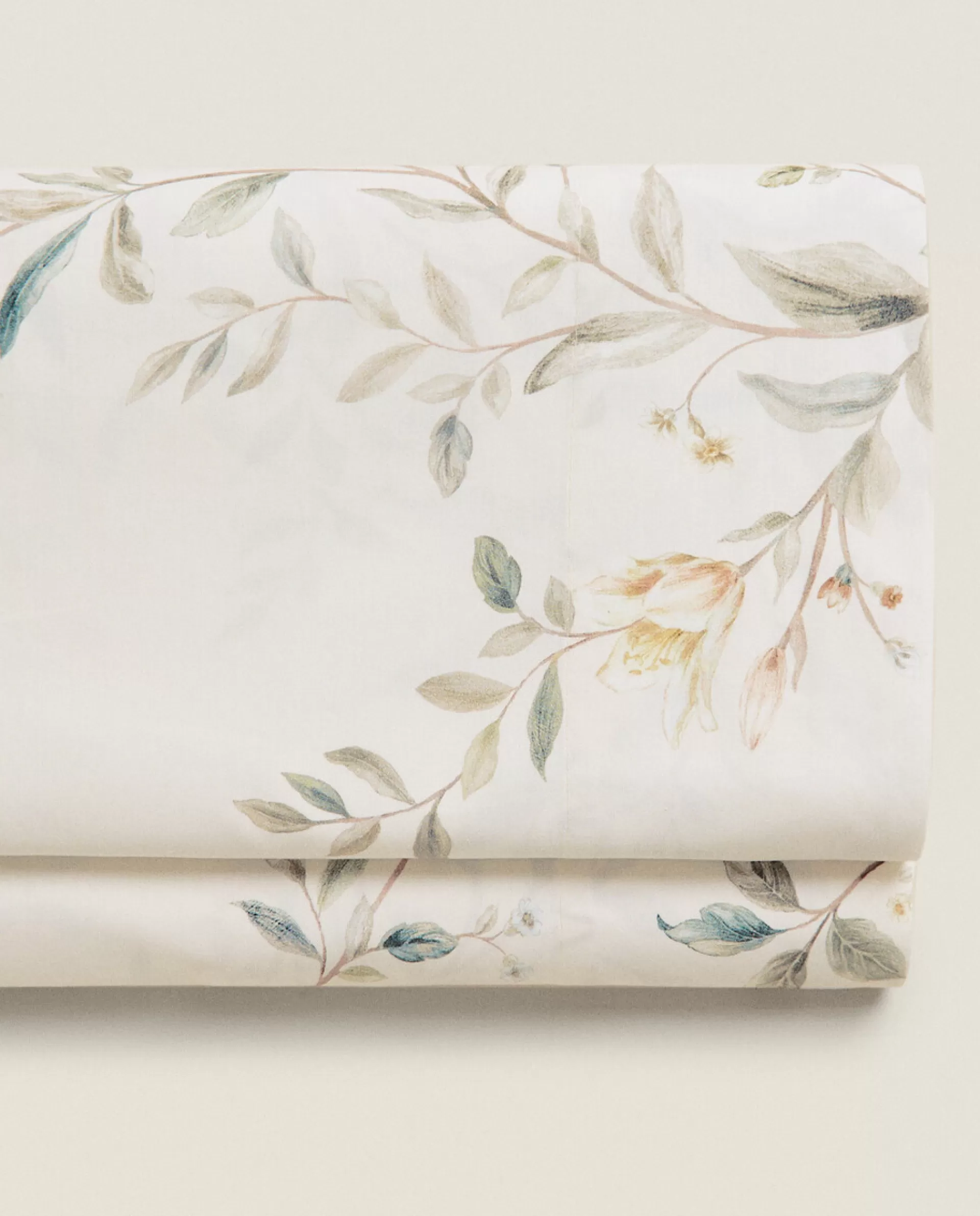 ZARA Home Floral Embroidery Flat Sheet Cream Best Sale
