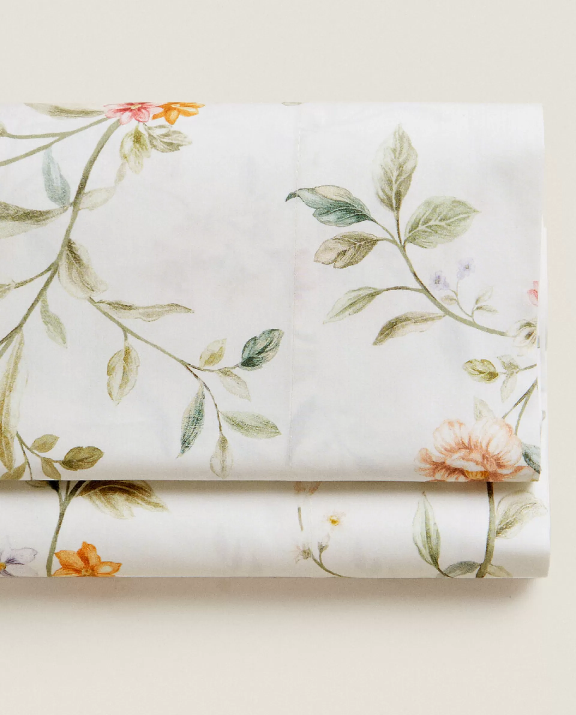 ZARA Home Floral Embroidery Flat Sheet Oyster White Store