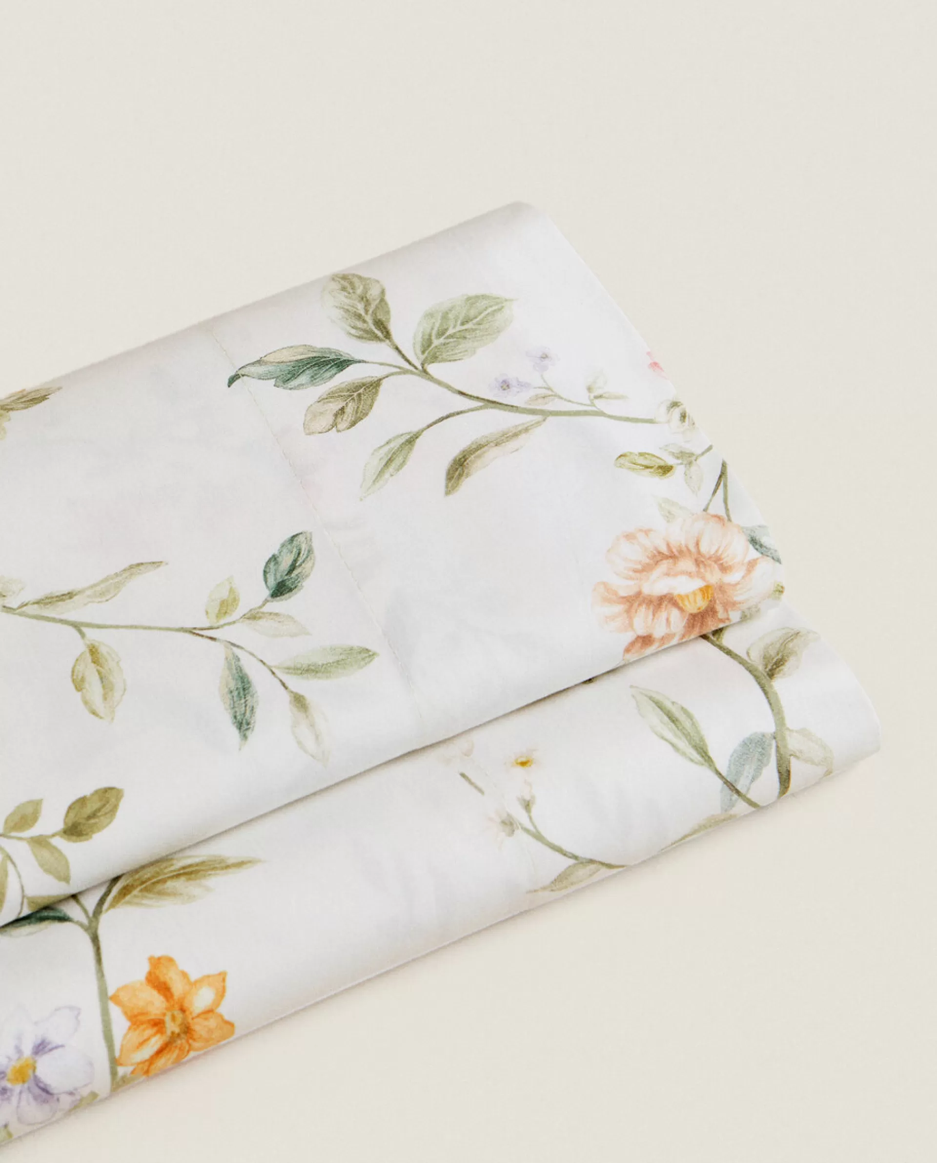 ZARA Home Floral Embroidery Flat Sheet Oyster White Store