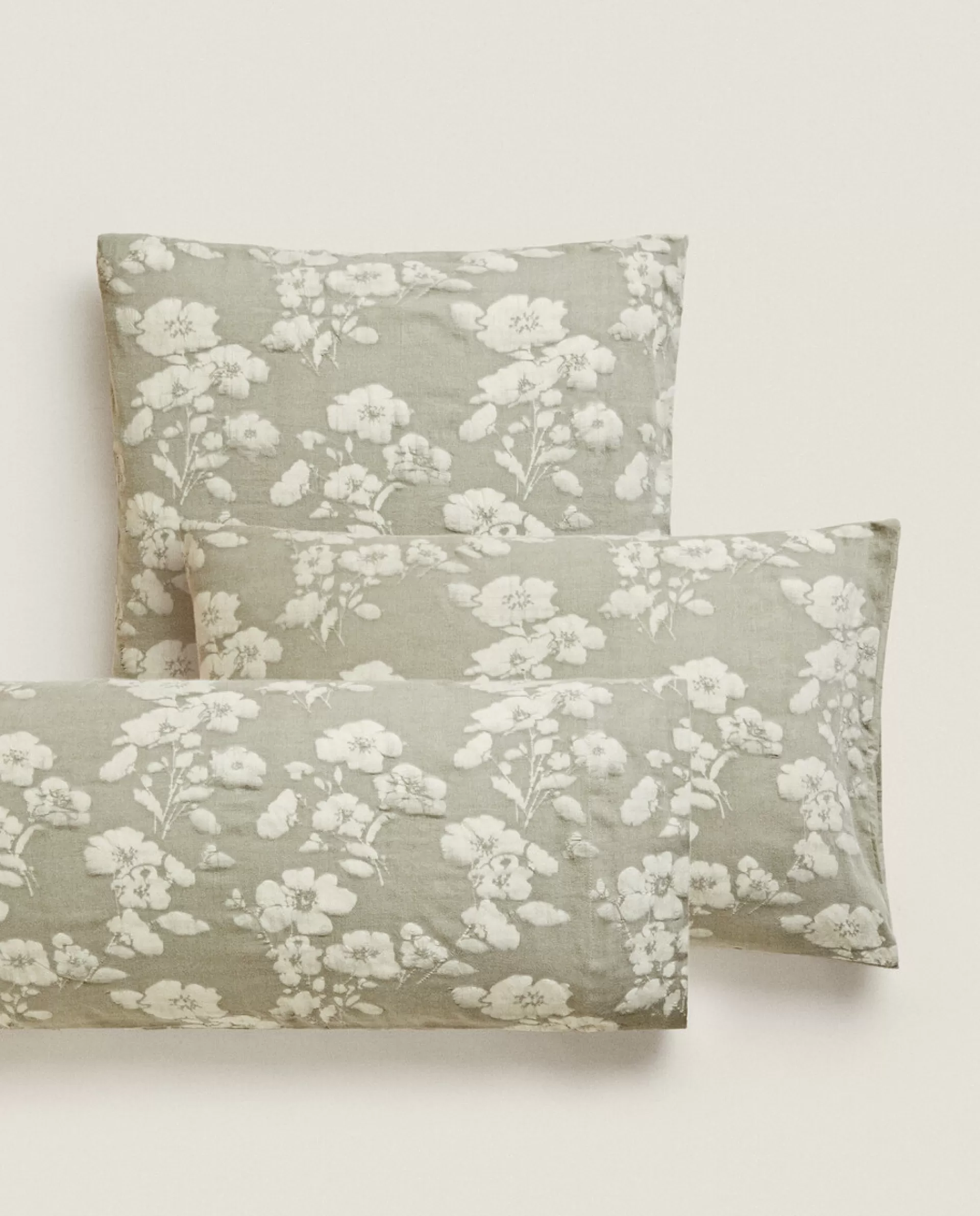 ZARA Home Floral Jacquard Pillowcase Green Cheap