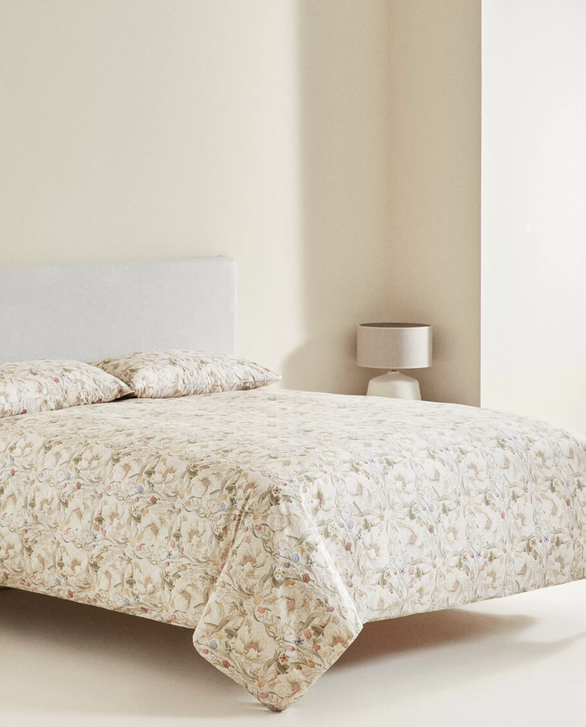 ZARA Home Floral Print Duvet Cover Oyster White Hot