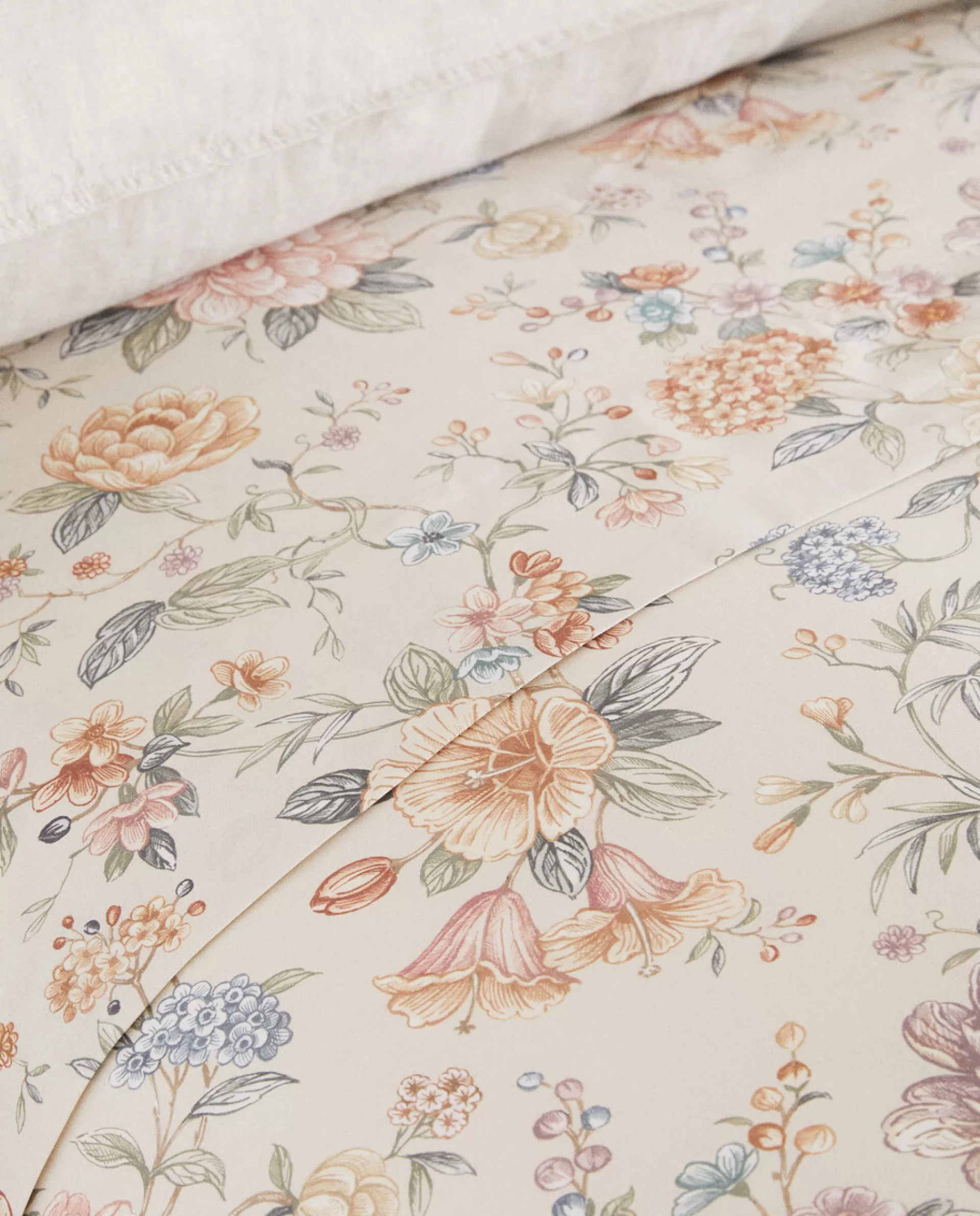 ZARA Home Floral Print Duvet Cover Sand Cheap