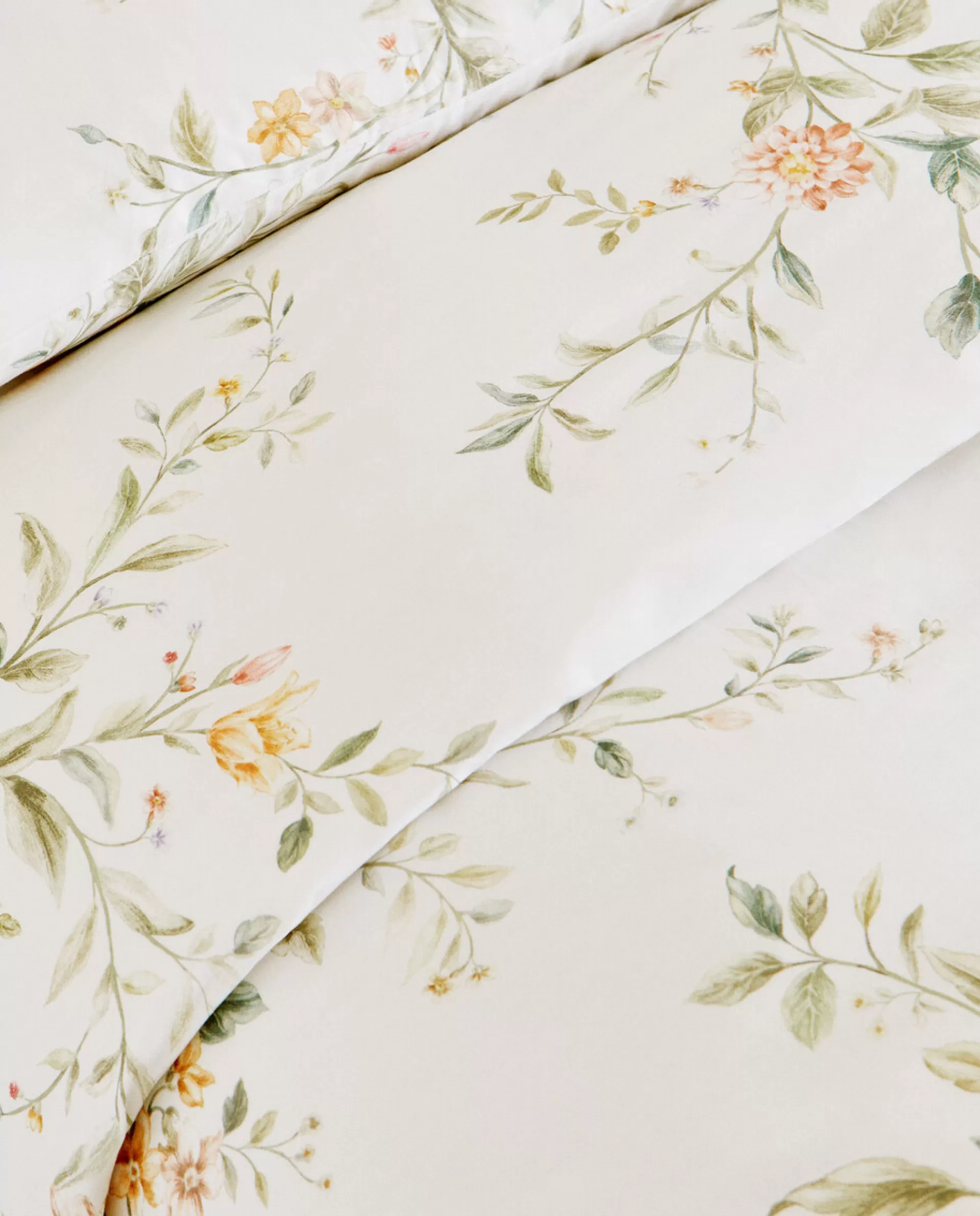 ZARA Home Floral Print Duvet Cover Oyster White Discount
