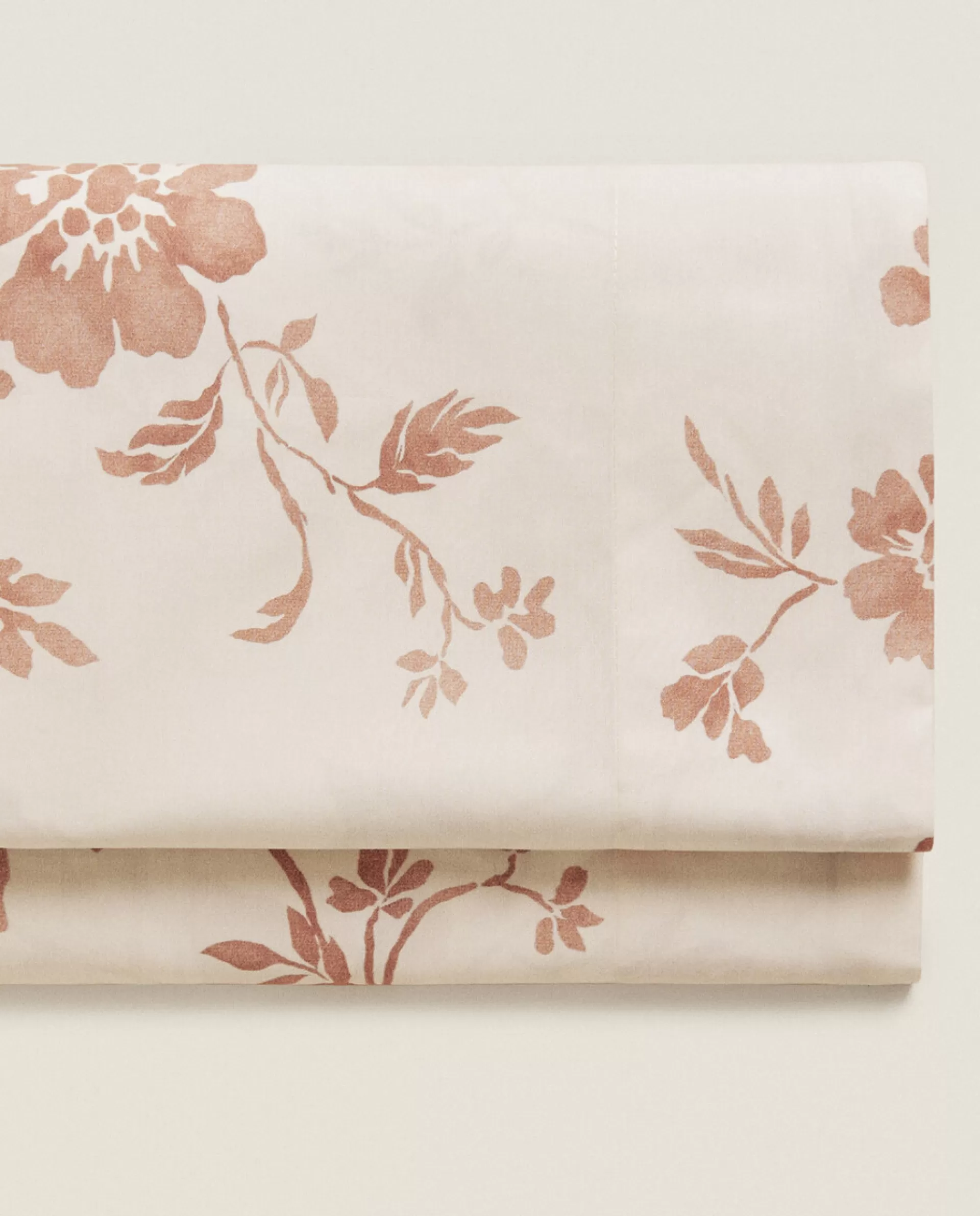 ZARA Home Floral Print Flat Sheet Pink New