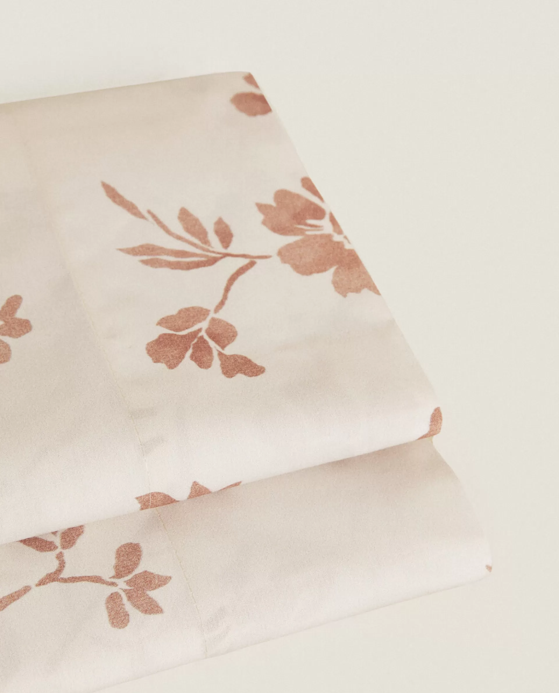 ZARA Home Floral Print Flat Sheet Pink New