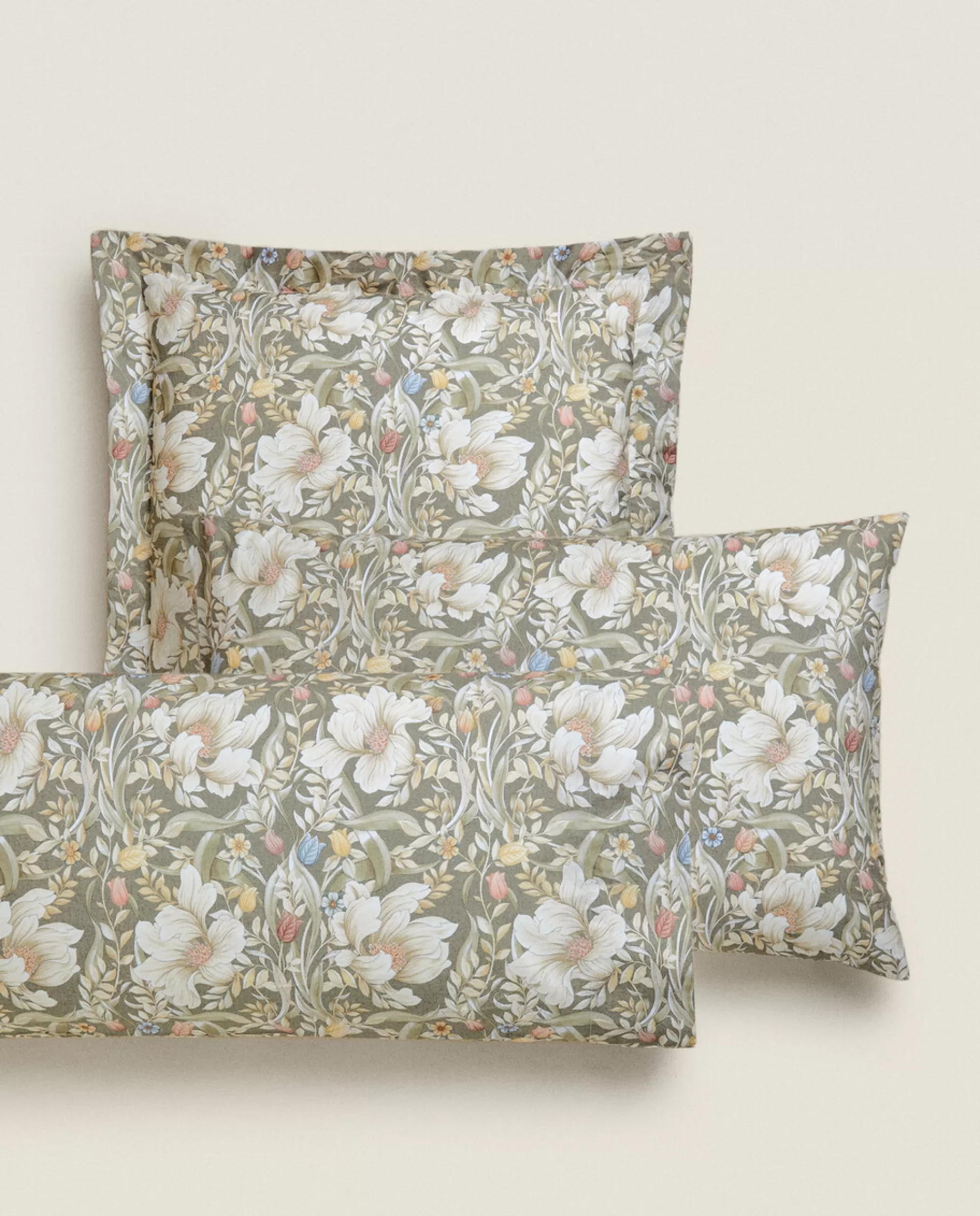 ZARA Home Floral Print Pillowcase Green Fashion