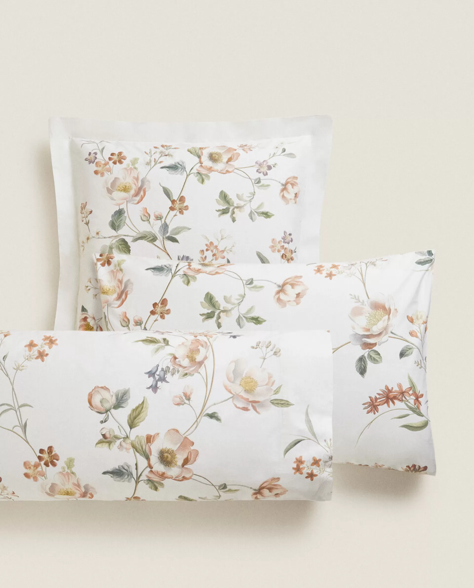 ZARA Home Floral Print Pillowcase Oyster White Shop
