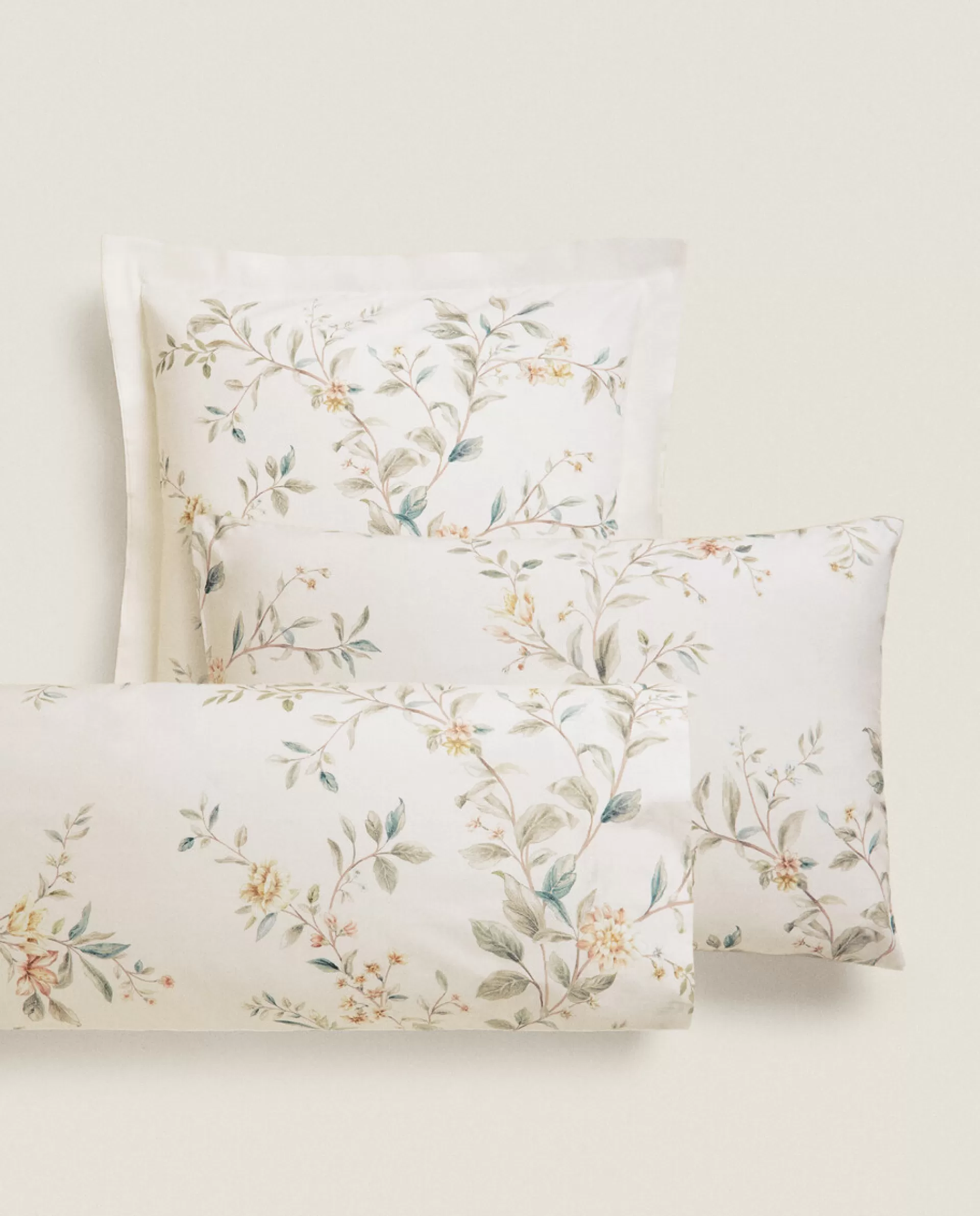 ZARA Home Floral Print Pillowcase Cream Shop
