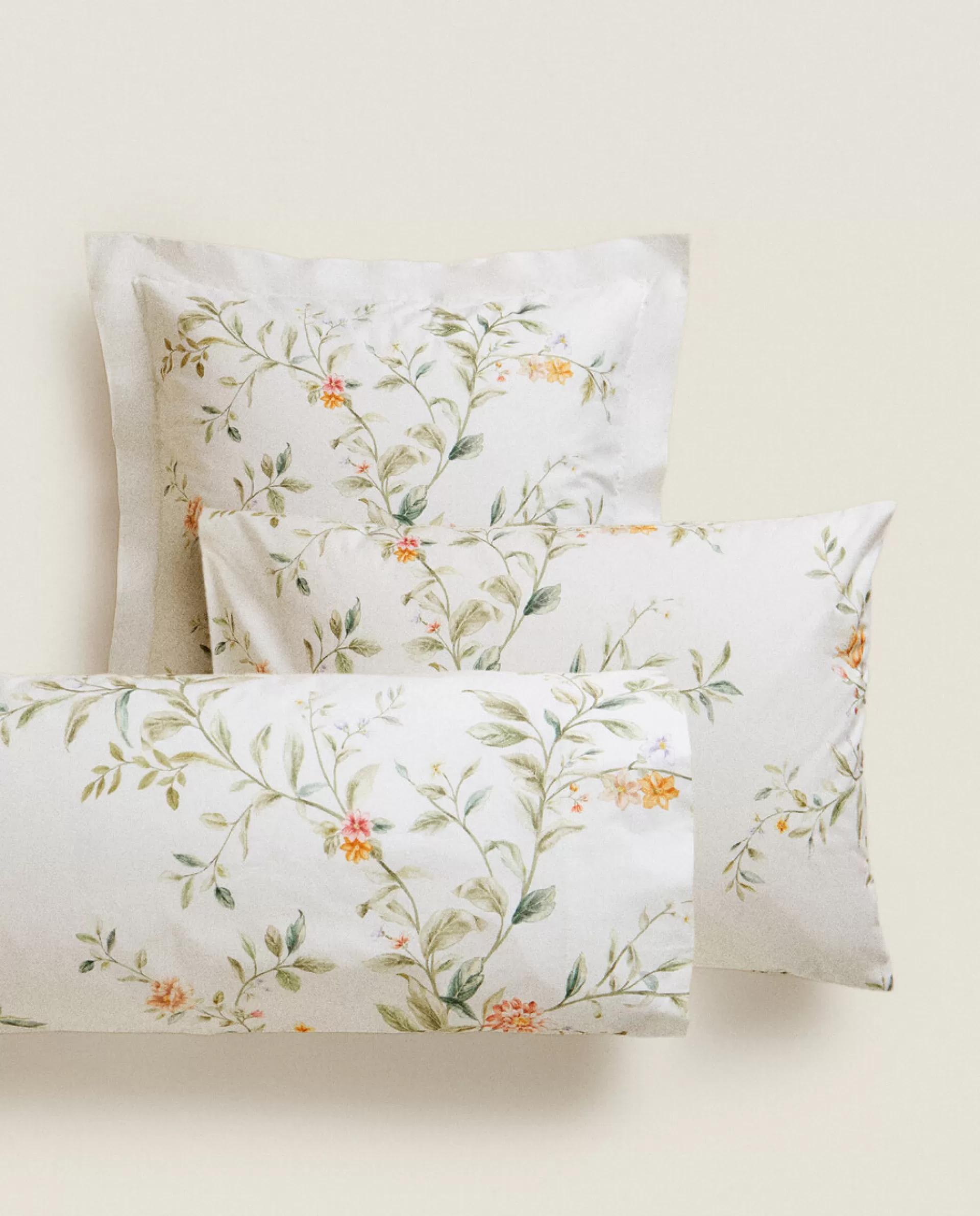ZARA Home Floral Print Pillowcase Oyster White Best Sale