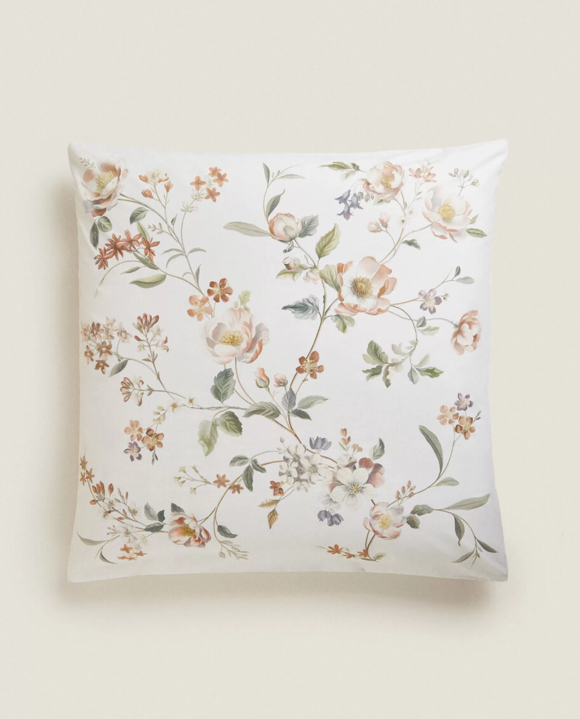 ZARA Home Floral Print Pillowcase Oyster White Shop