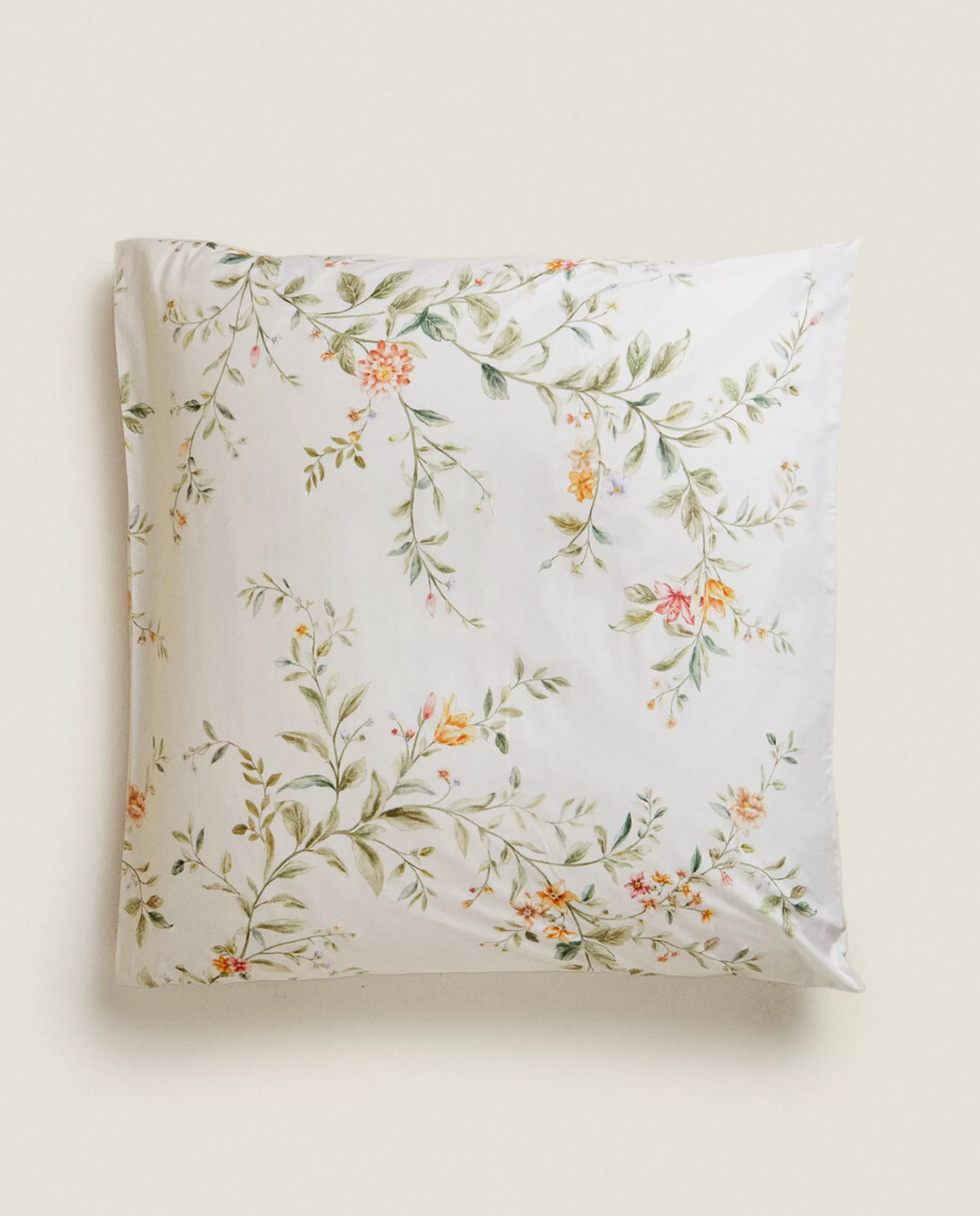 ZARA Home Floral Print Pillowcase Oyster White Best Sale