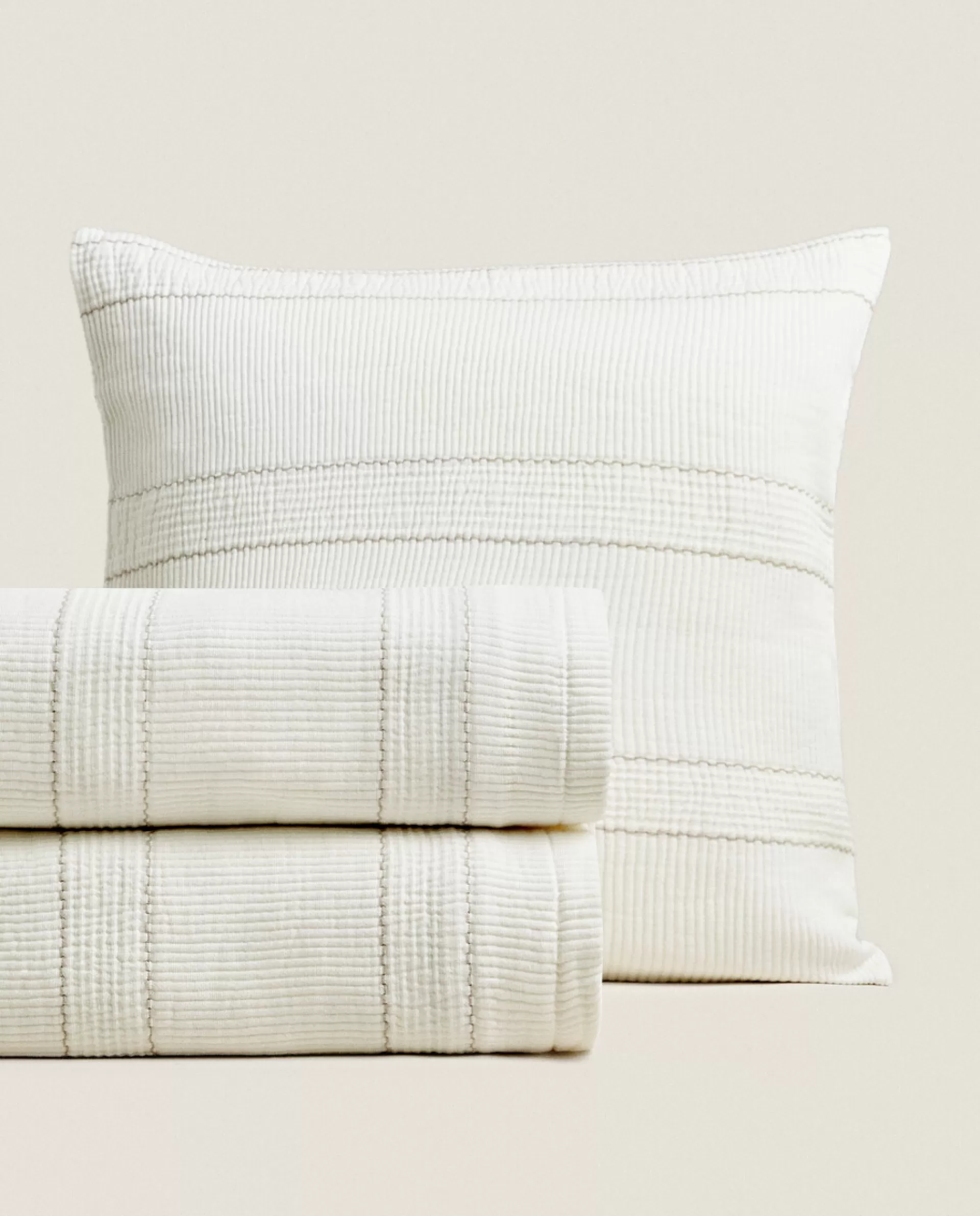 ZARA Home Jacquard Cotton Bedspread White Cheap
