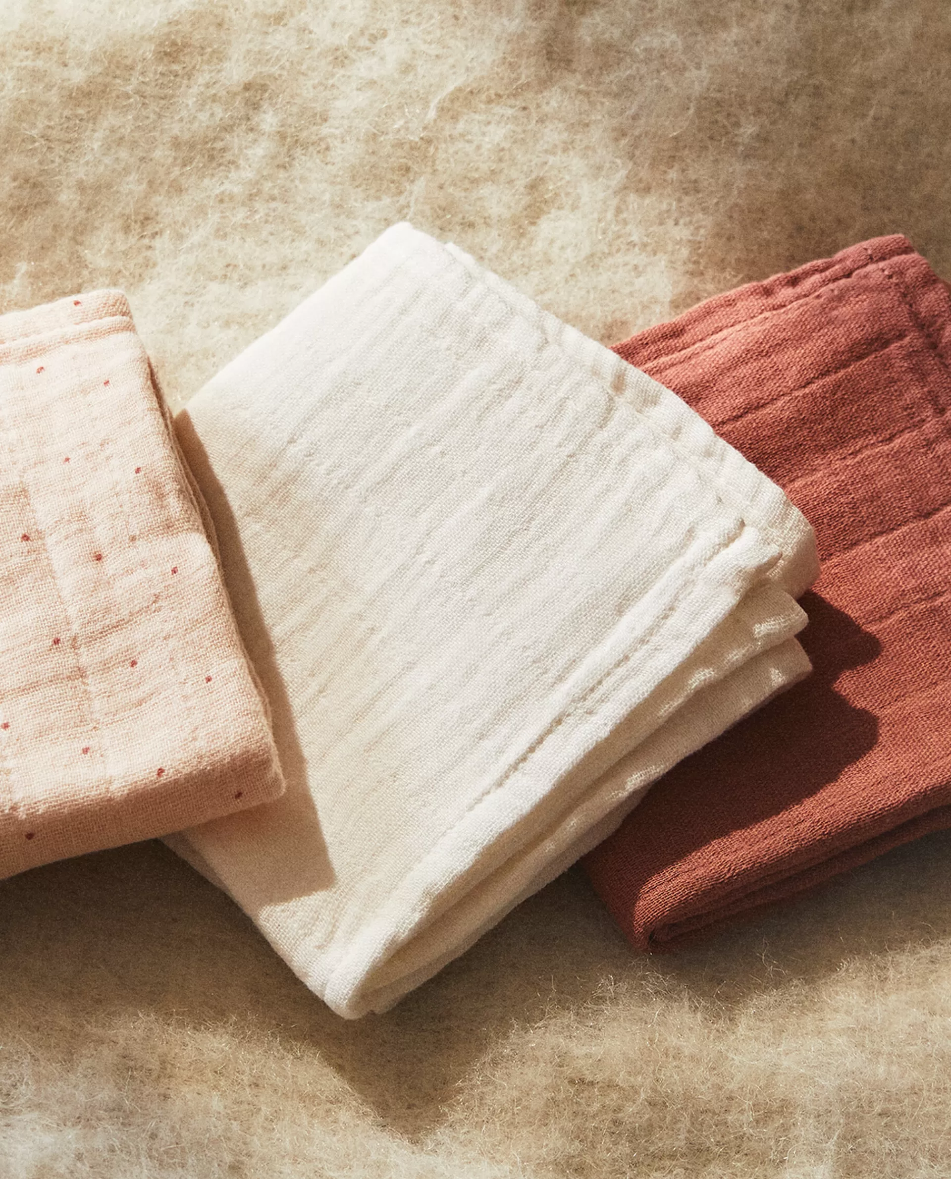 ZARA Home Multicolored Muslin Cloths (Pack Of 3) Pink Flash Sale