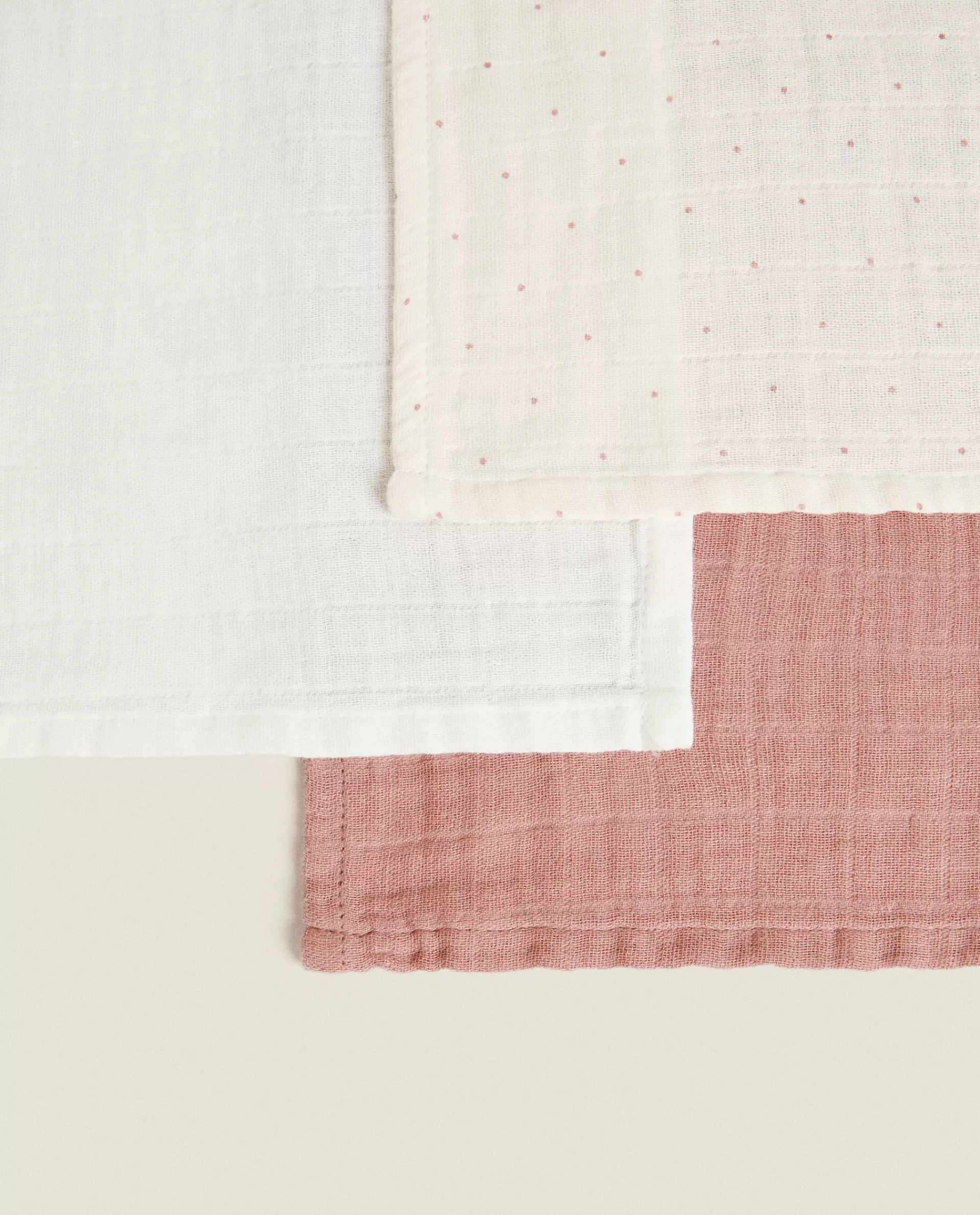ZARA Home Multicolored Muslin Cloths (Pack Of 3) Pink Flash Sale