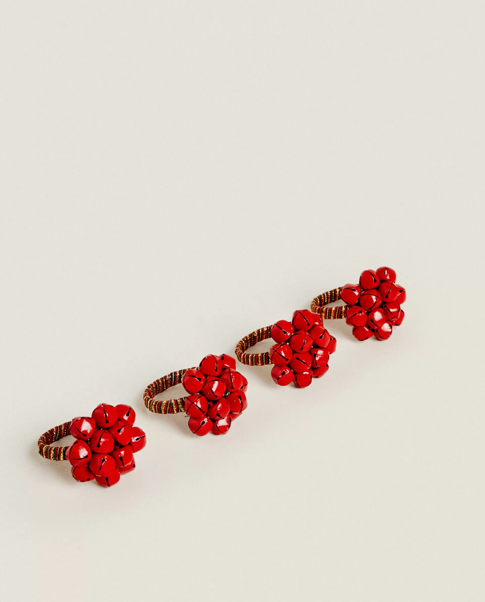 ZARA Home Pack Of Christmas Sleigh Bell Napkin Rings Red Clearance
