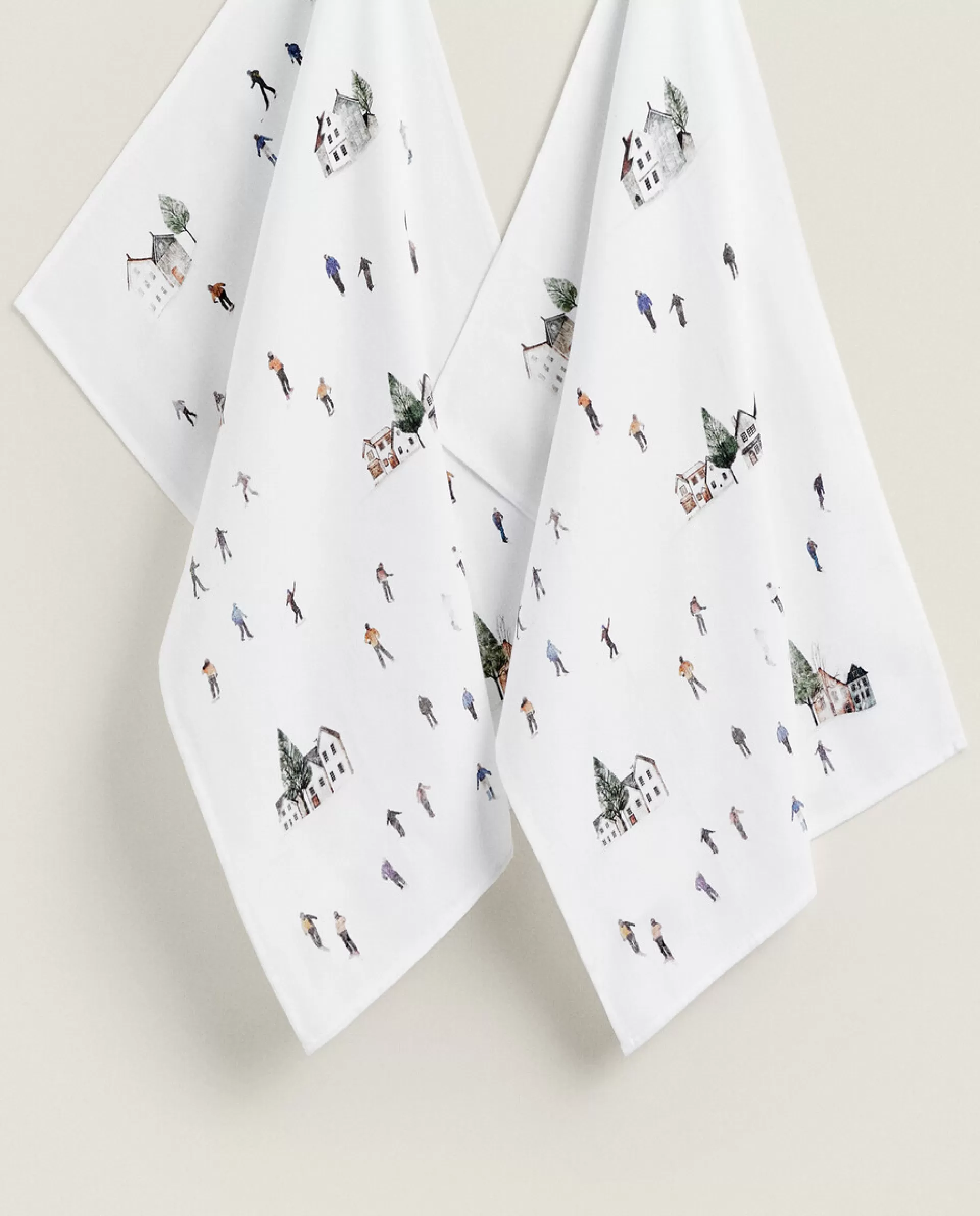 ZARA Home Pack Of Cotton Cloths With Skiers White Cheap