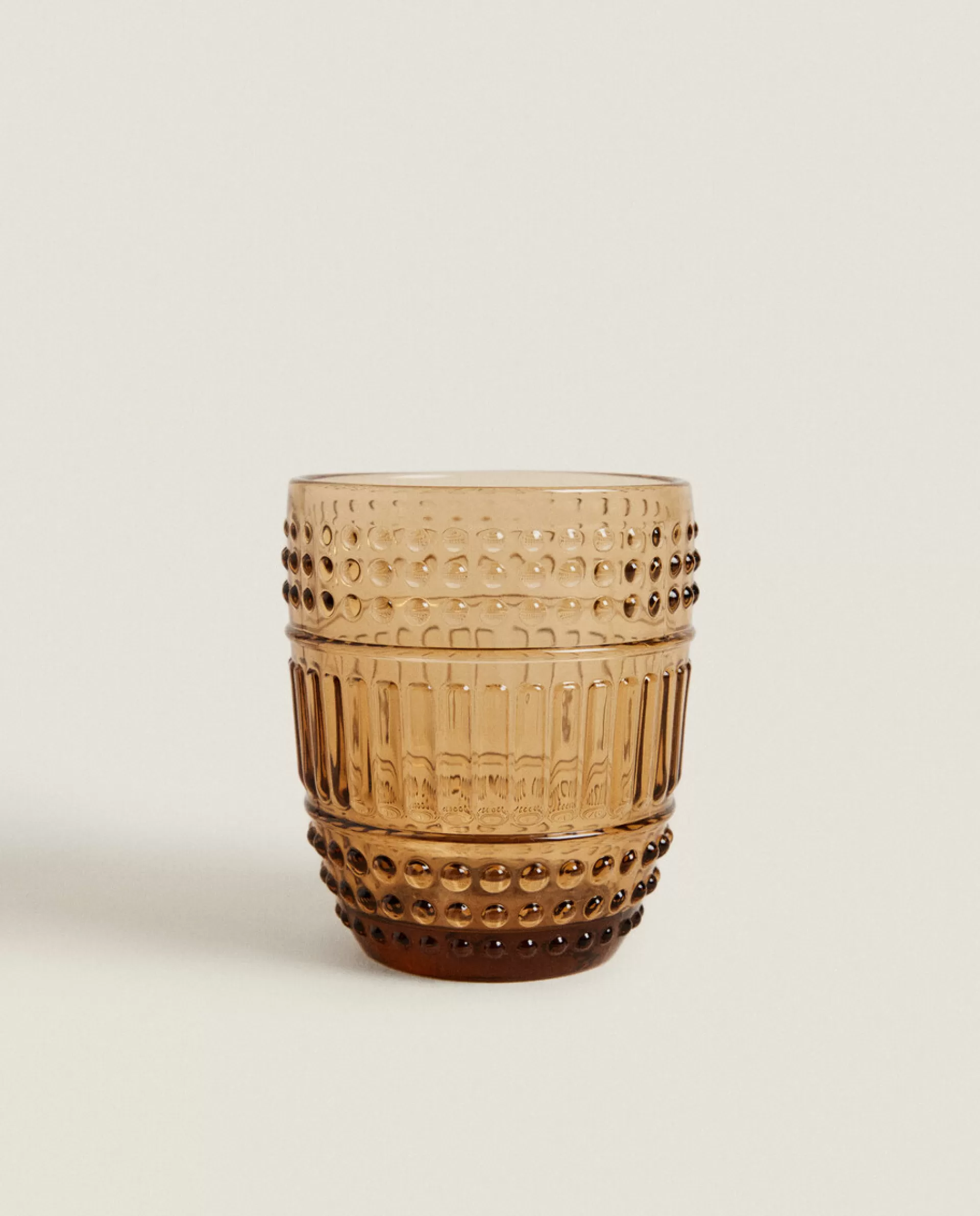 ZARA Home Raised Design Glass Tumbler Brown New