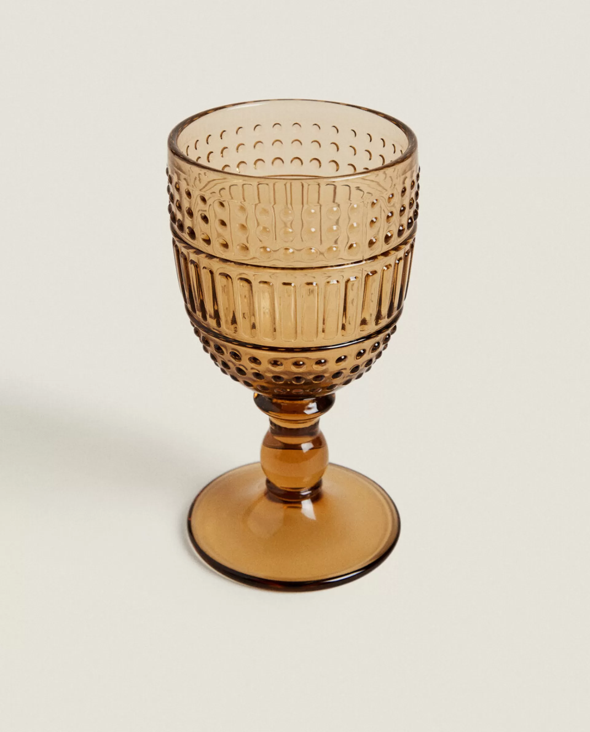 ZARA Home Raised Design Wine Glass Brown Discount