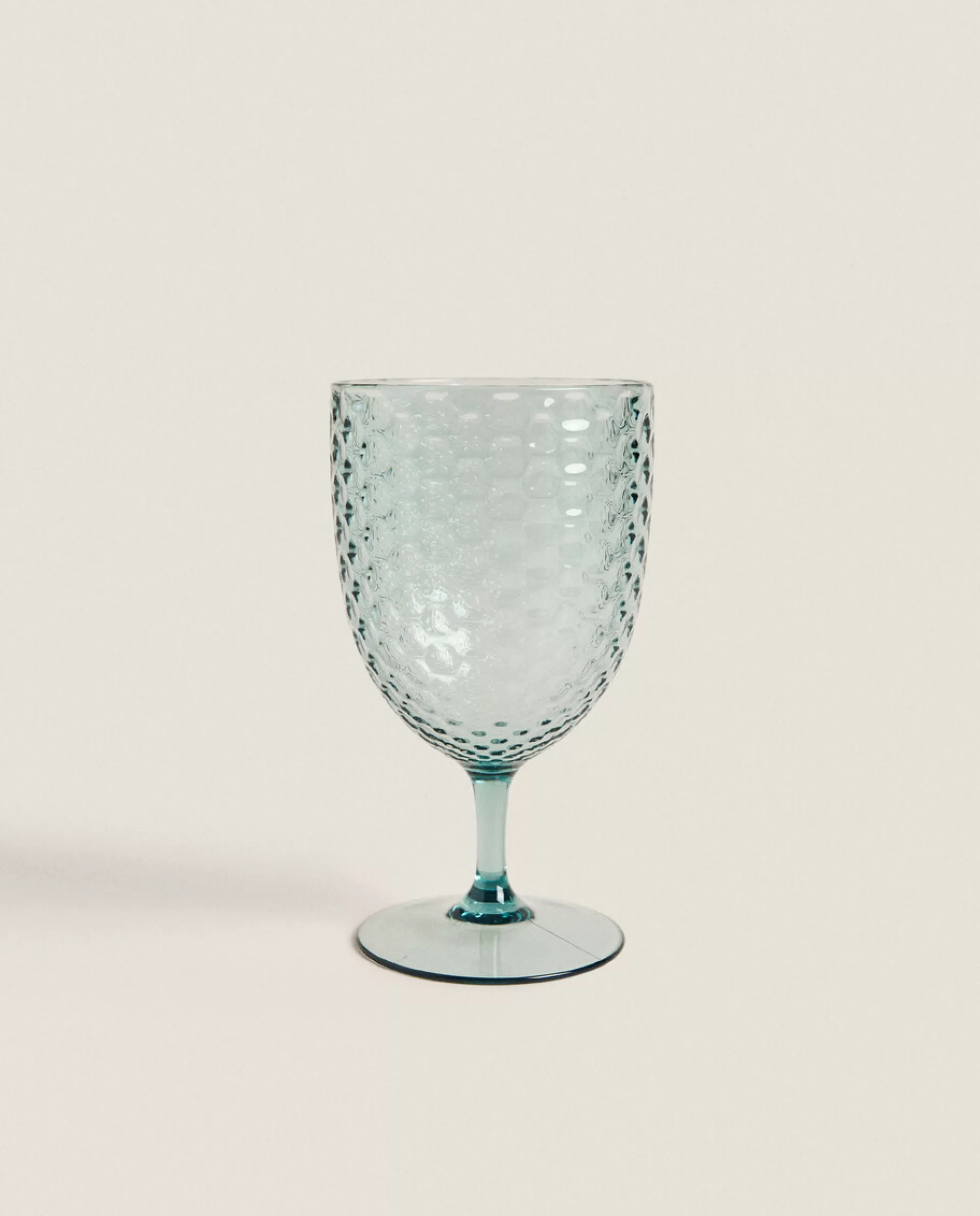 ZARA Home Raised Honeycomb Design Wine Glass Blue New