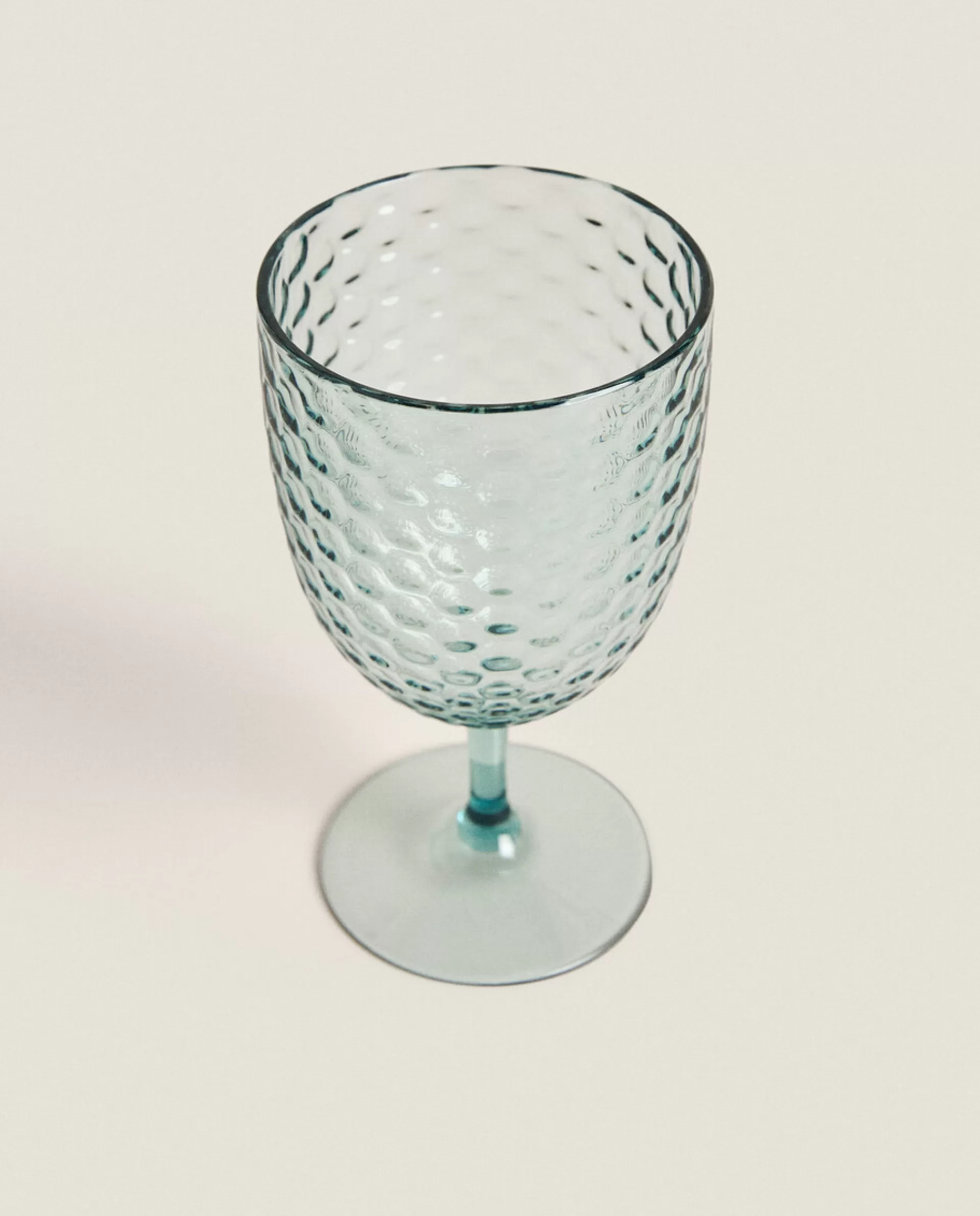 ZARA Home Raised Honeycomb Design Wine Glass Blue New
