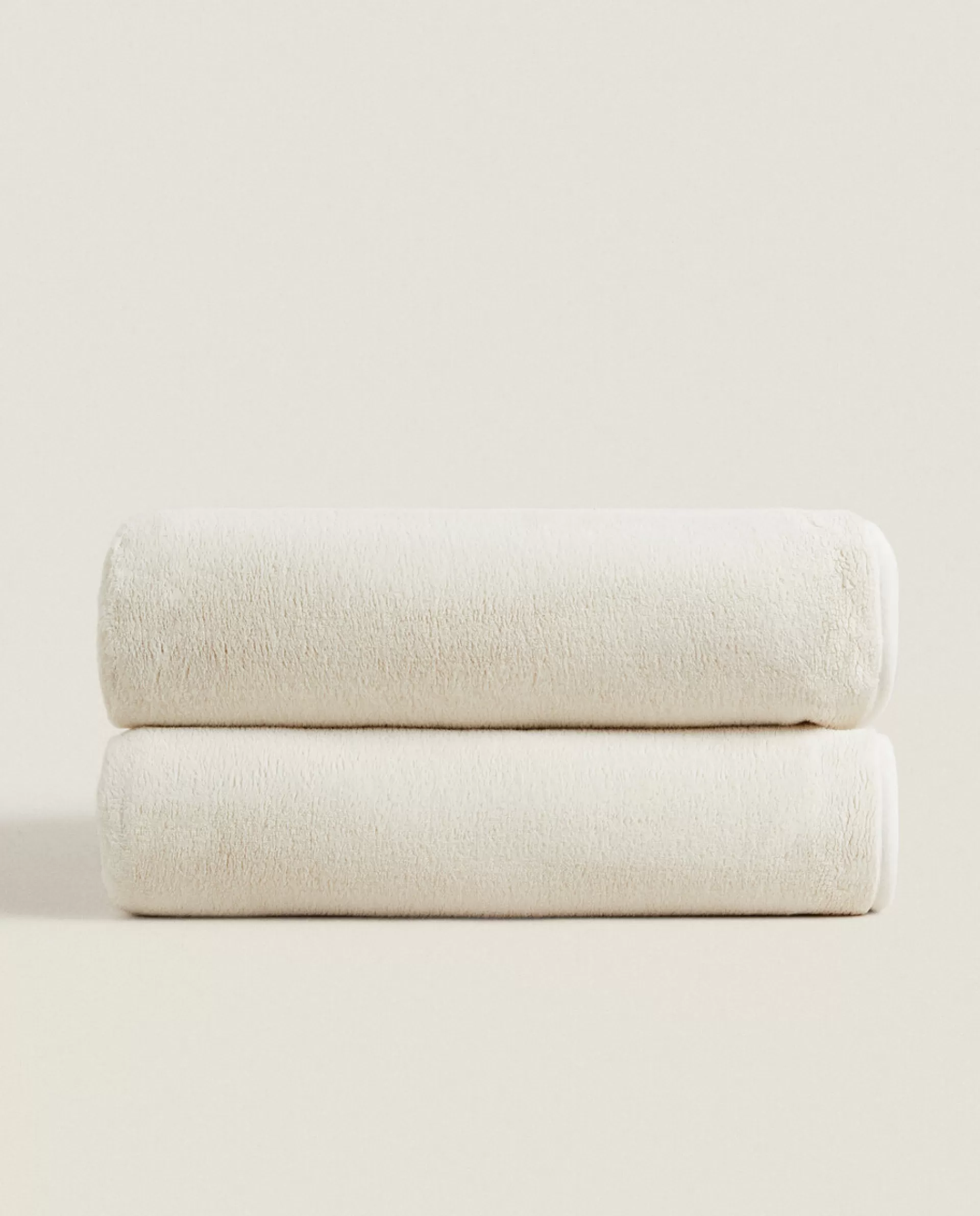 ZARA Home Short Faux Fur Blanket Oyster White Flash Sale