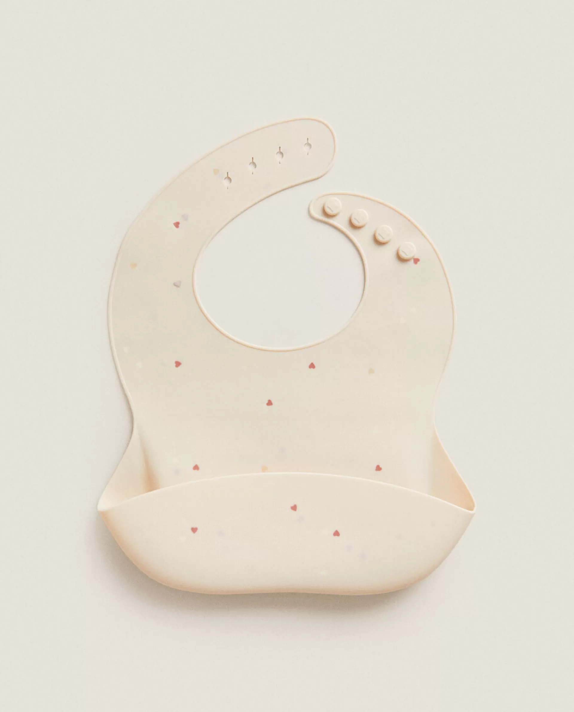 ZARA Home Silicone Heart Print Bib Pink New