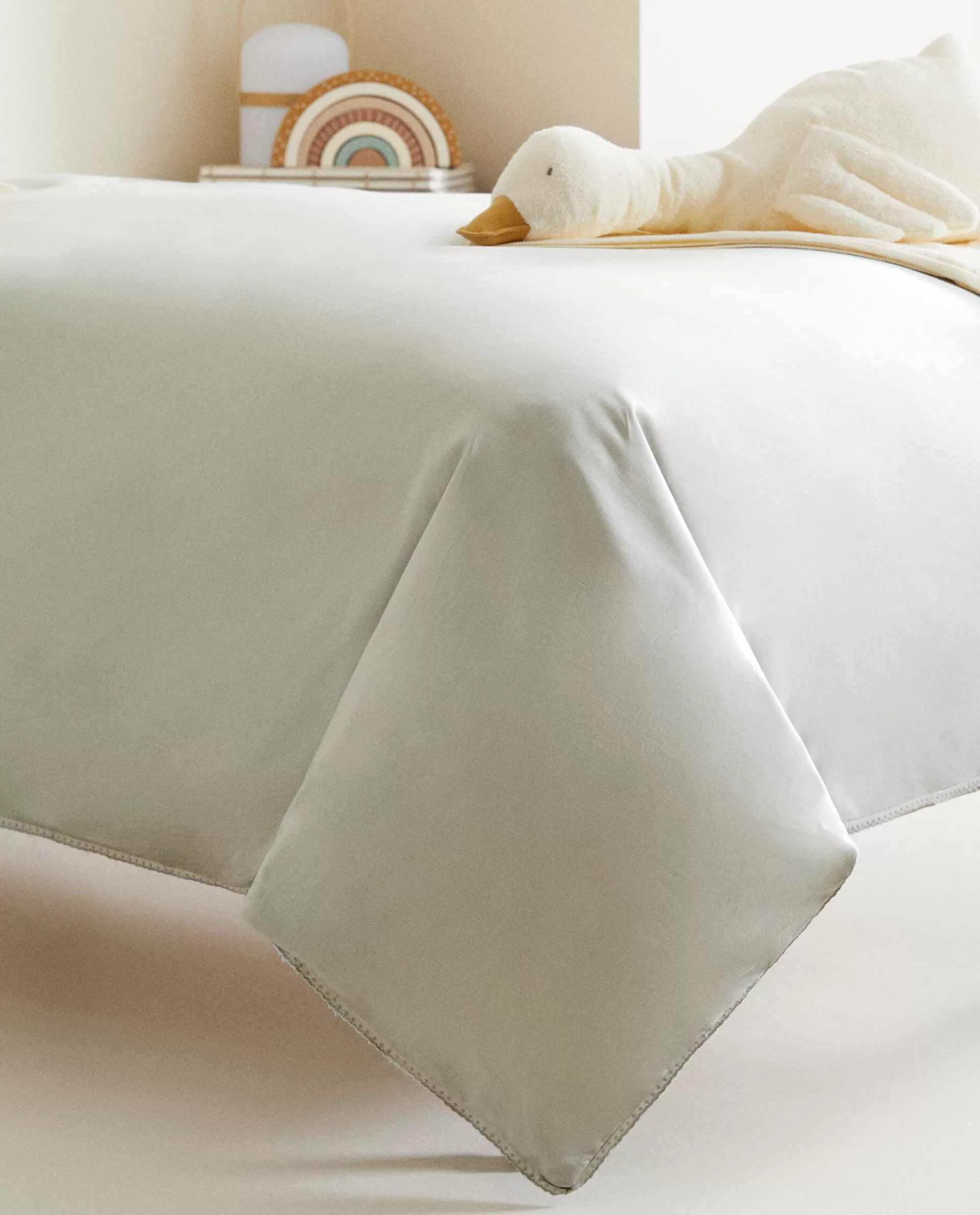 ZARA Home Solid Color Cotton Duvet Cover Green Sale