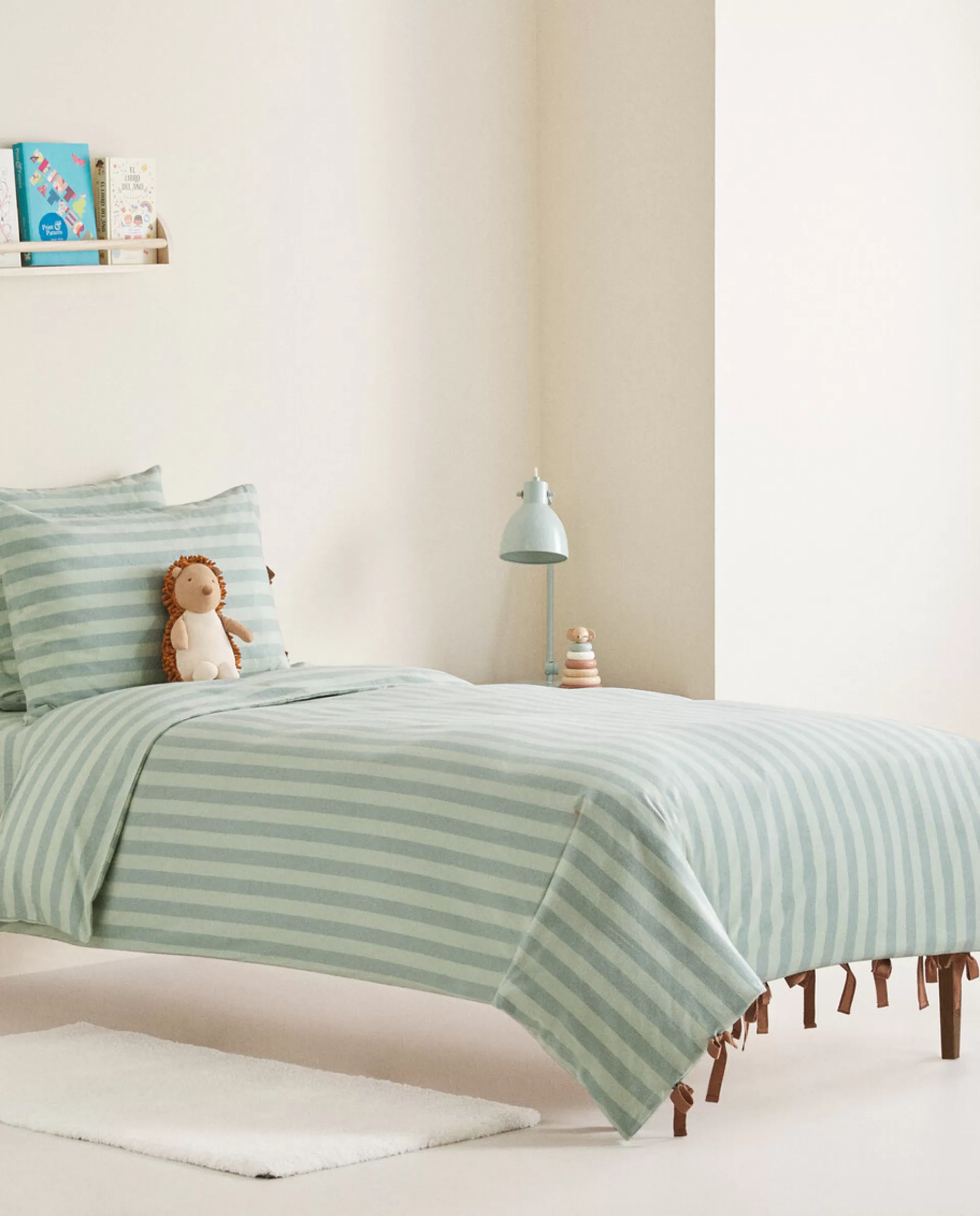 ZARA Home Striped Flannel Duvet Cover Green Fashion
