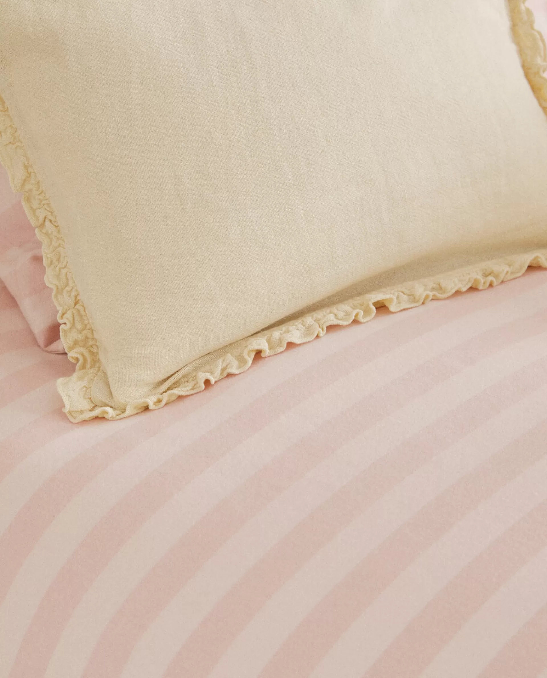 ZARA Home Striped Flannel Duvet Cover Pink Cheap