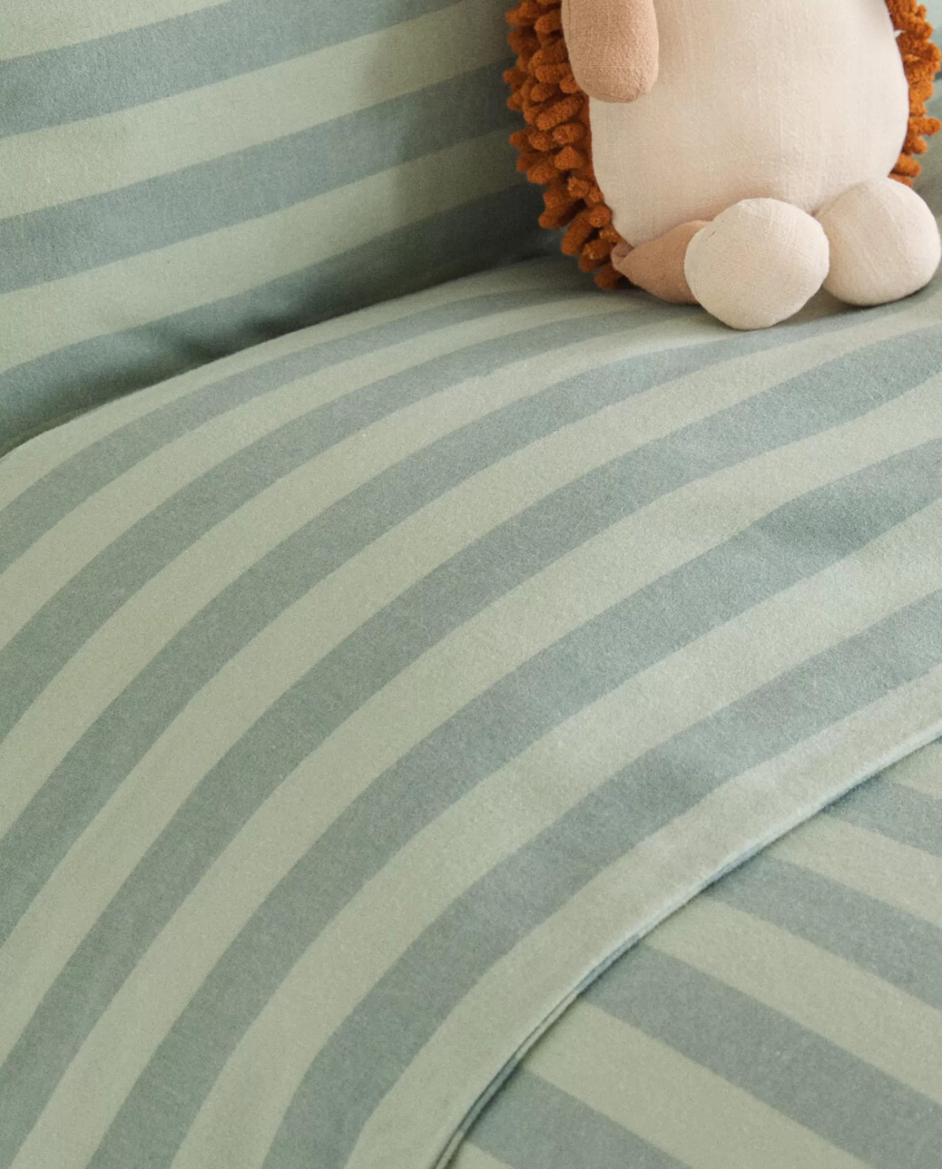 ZARA Home Striped Flannel Duvet Cover Green Fashion