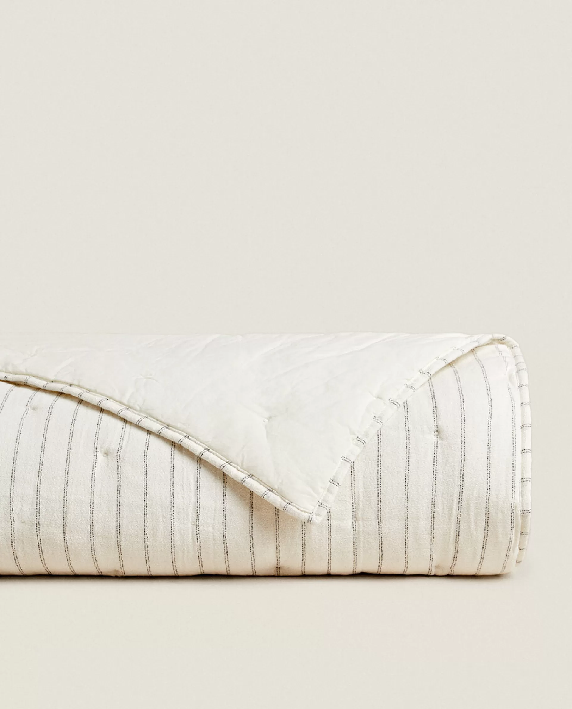 ZARA Home Striped Quilt Oyster White Cheap