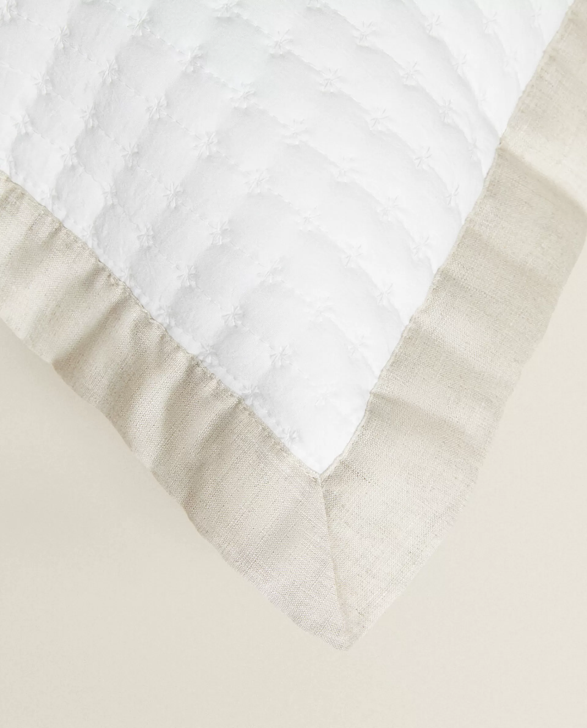 ZARA Home Textured Throw Pillow Cover With Linen Border Natural Colour Shop