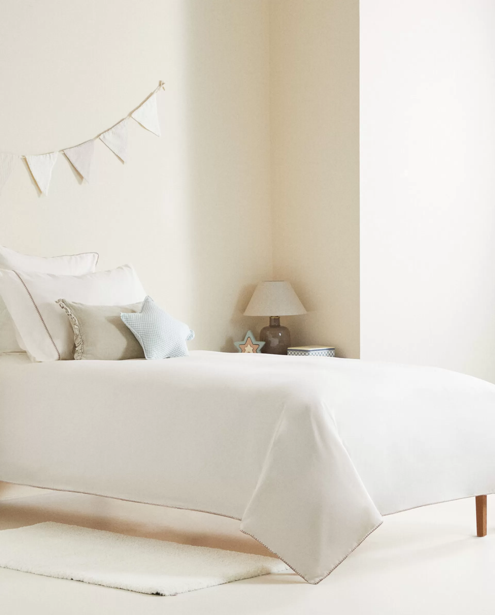 ZARA Home Topstitched Duvet Cover Oyster White Outlet