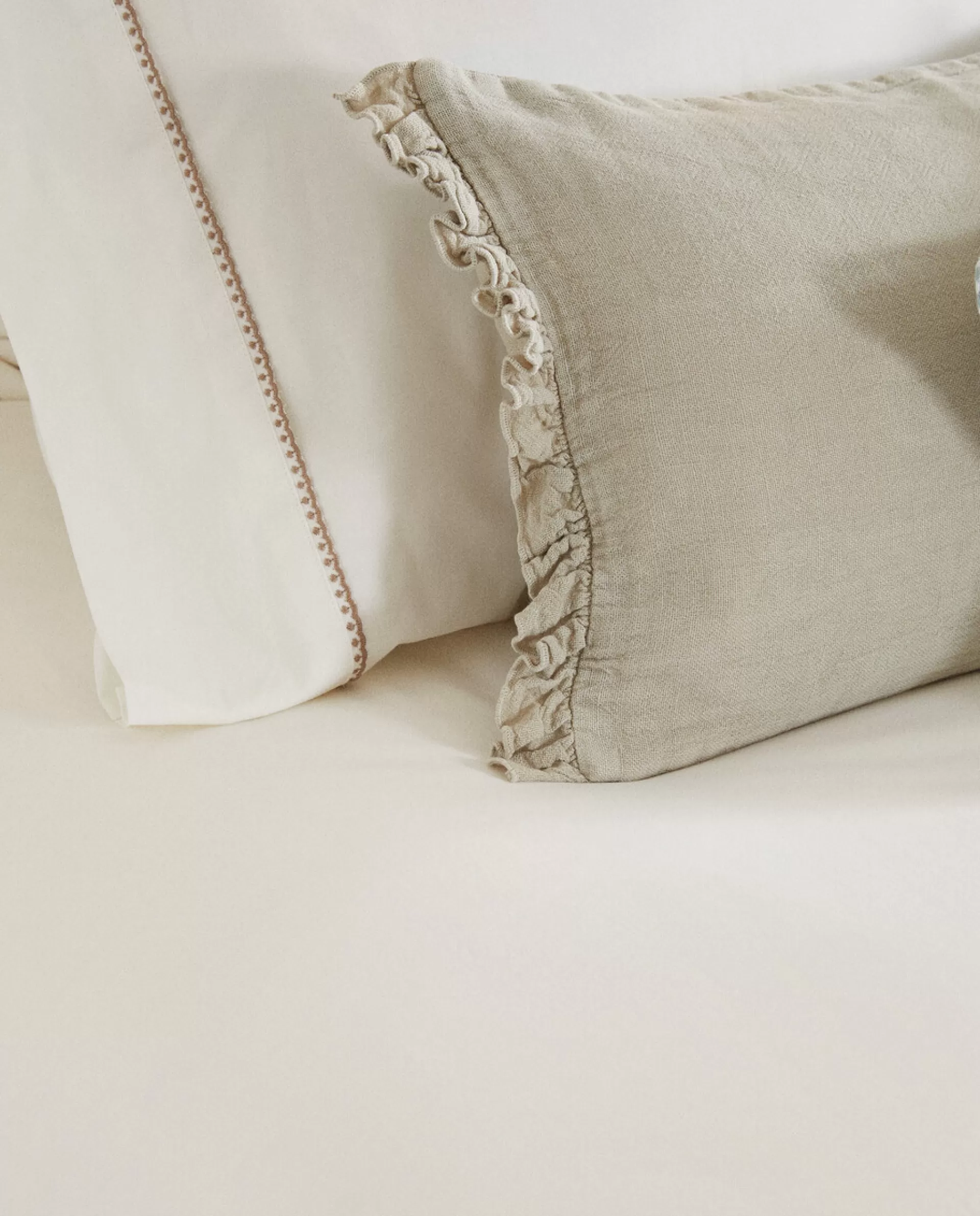 ZARA Home Topstitched Duvet Cover Oyster White Outlet