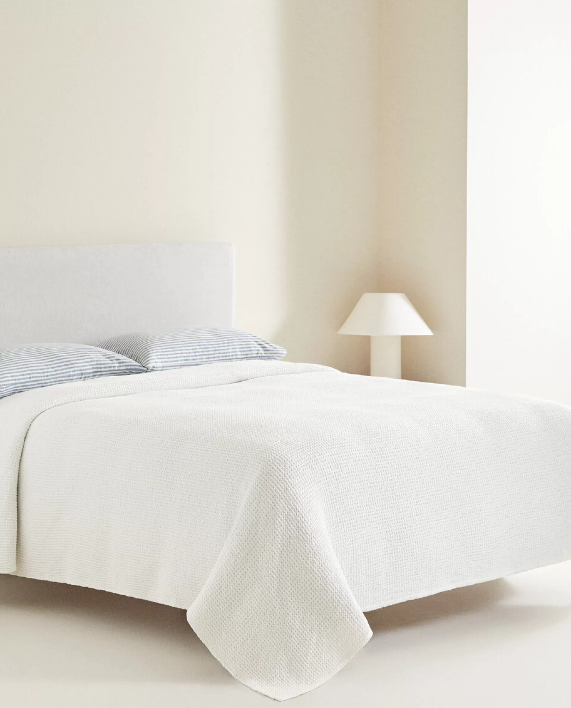 ZARA Home Waffle Knit Bedspread White Cheap